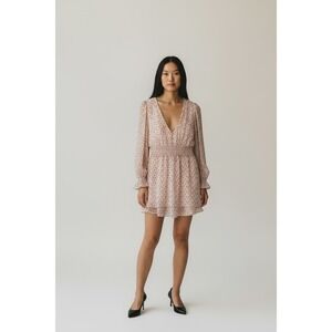 Francesca's Mi Ami Pink/Black Hearts Mini Babydoll Dres, Large